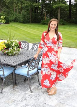 Forever21 Floral Faux Wrap Dress in Tangerine