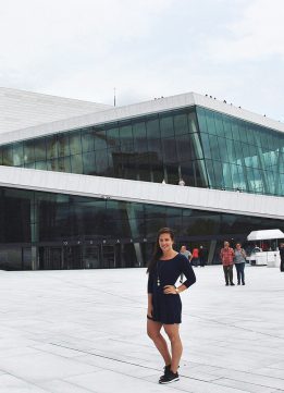 Outside the Oslo Opera House