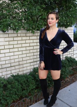 Navy Urban Outfitters Goldmine Velvet Romper