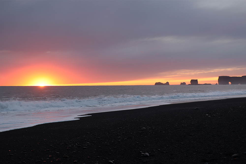 Photos from Iceland - Sunset at Reynisfjara Black Sand Beach
