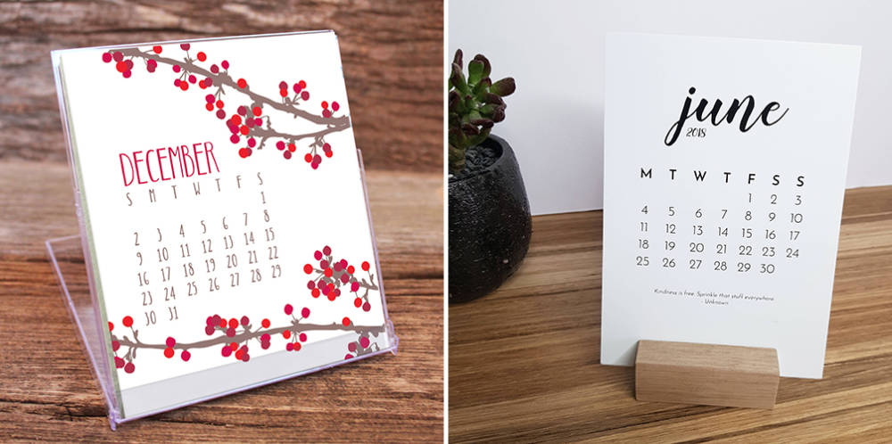 2018 Calendars - Botanical and Minimal 2018 Desk Calendars