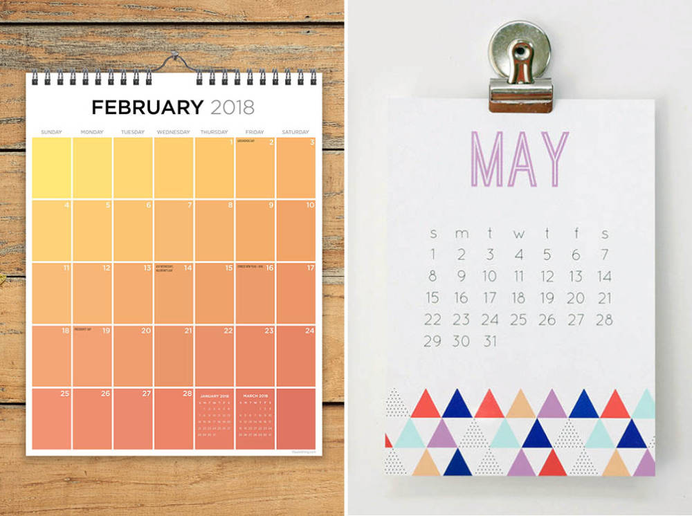 2018 Calendars - Pantone and Geometric 2018 Wall Calendars