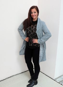 BB Dakota Maggie Drape Front Coat with WAYF Berklin Lace Top