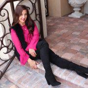 Black Vest, Pink Shirt, and Over the Knee Boots
