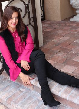 Black Vest, Pink Shirt, and Over the Knee Boots