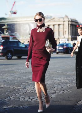 Olivia Palermo at Nina Ricci in Merlot Wine