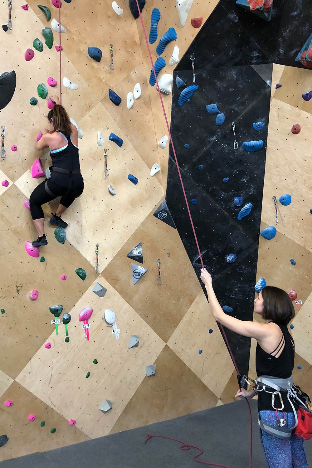 Kelly and Sarah Climbing at Brooklyn Boulders Gowanus