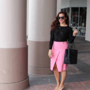  Zip Wrap Pencil Skirt in Joyfull Pink