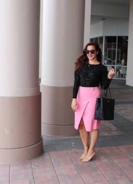  Zip Wrap Pencil Skirt in Joyfull Pink