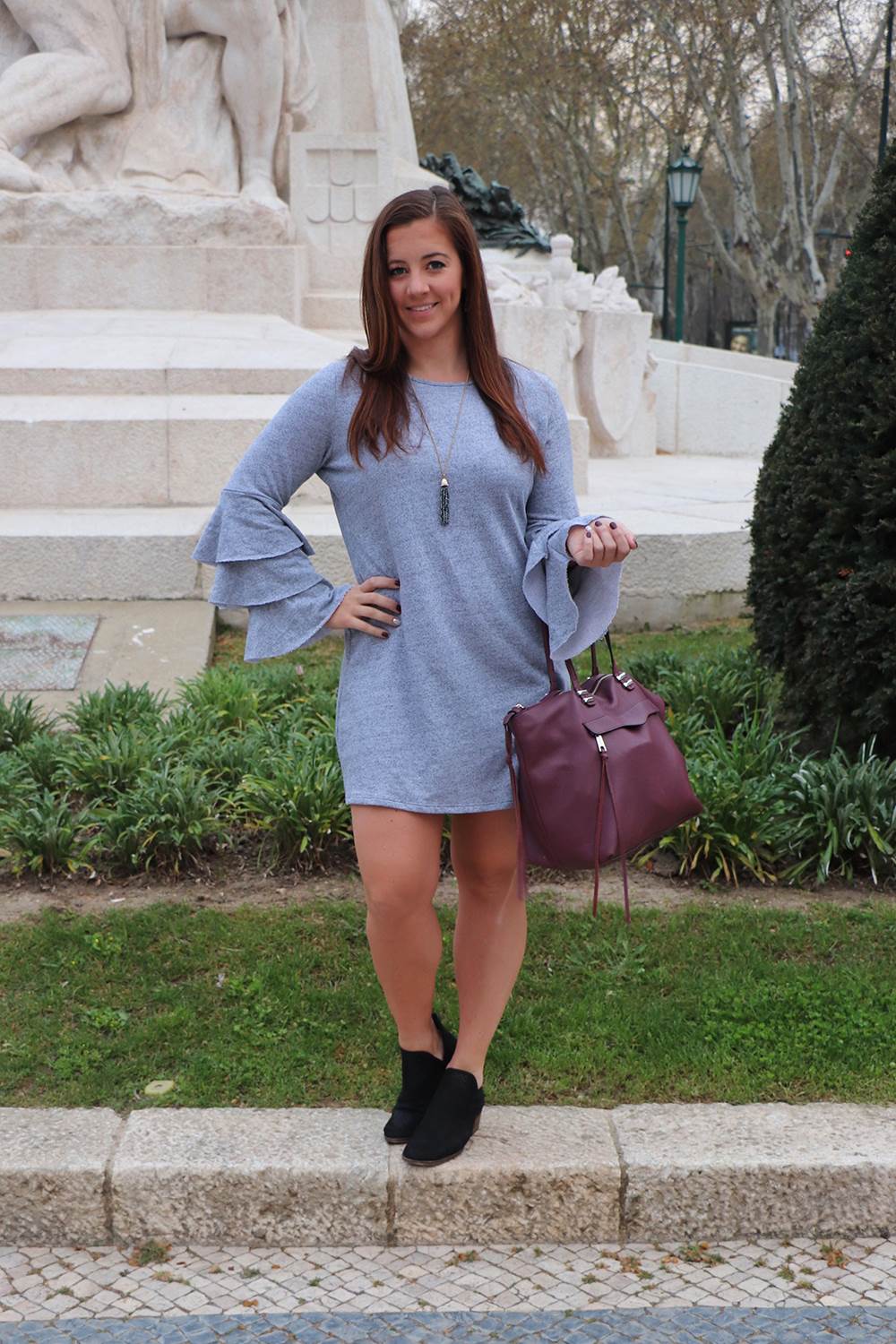 NYTT Charlotte Triple Tier Sleeve Sweatshirt Dress and Rebecca Minkoff East West MAB Tote
