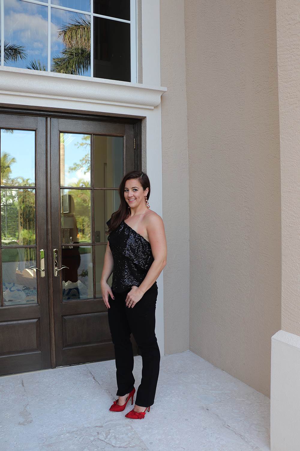 One Shoulder Date Night Sequin Look
