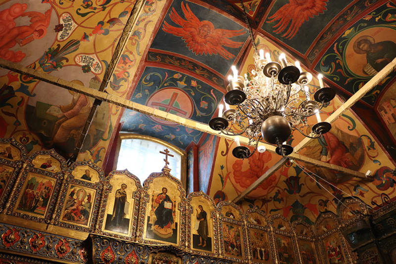 Painted Murals at St Basils Cathedral in Red Square in Moscow