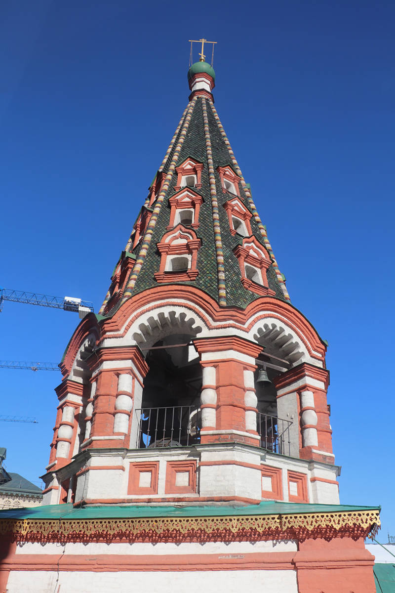 Spire of St Basils Cathedral in Red Square in Moscow