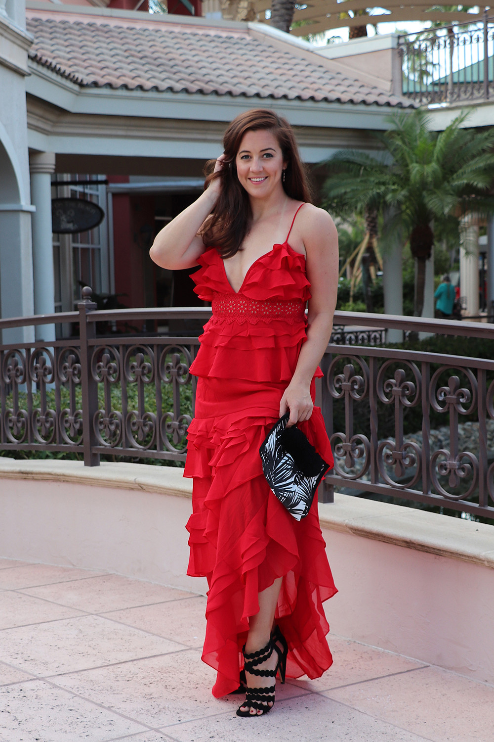Glamorous Tiered Dress with JADEtribe Aloha Makeup Clutch