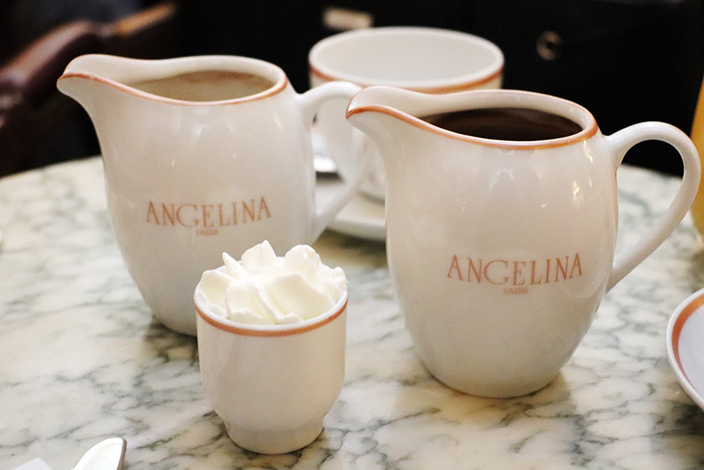 Hot Chocolate and Whipped Cream at Angelina Paris
