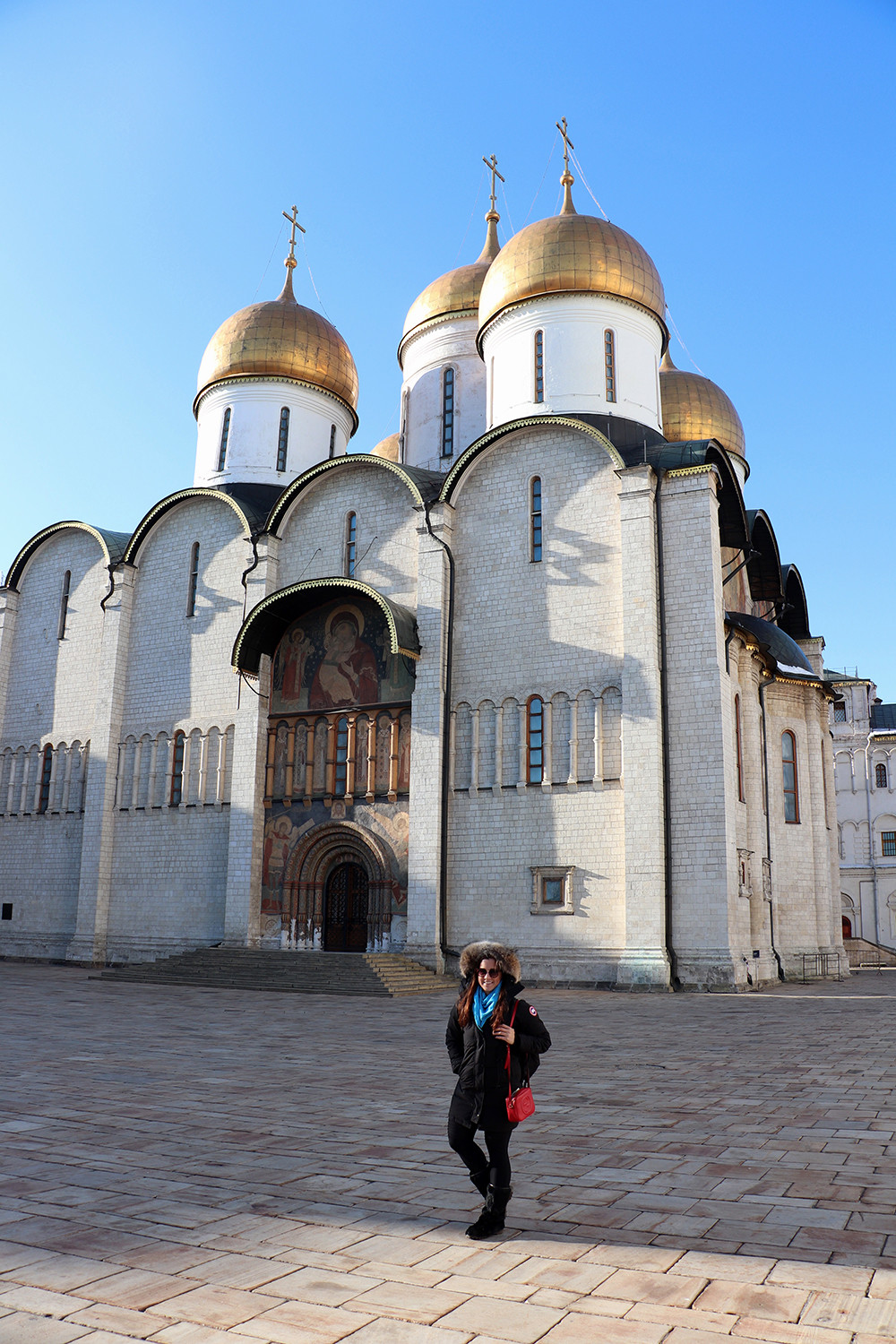 Kelly at the Cathedral of the Archangel at the Moscow Kremlin