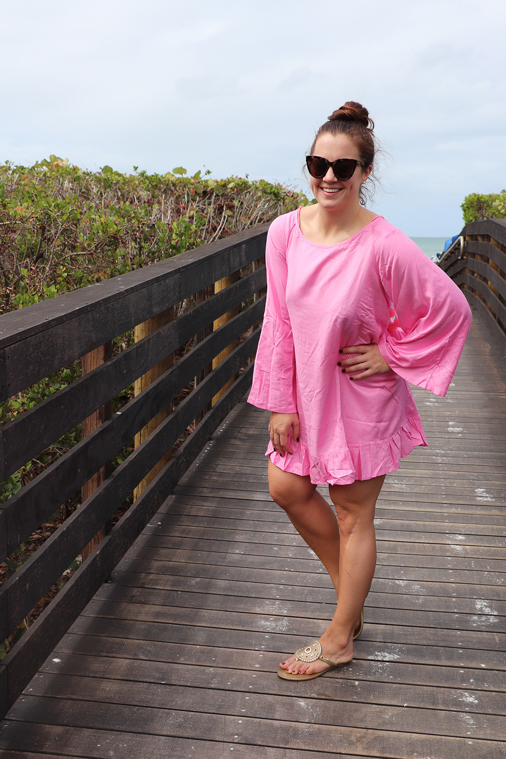 LeSpecs Sunglasses and Sundress Fiorella Dress with Pom-Poms