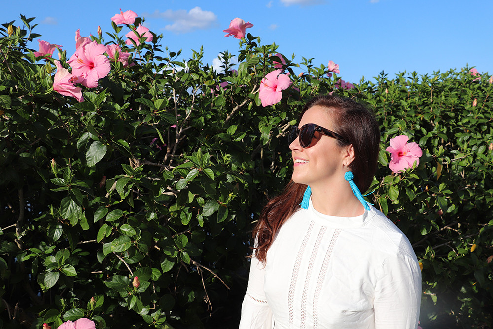 LeSpecs Sunglasses and Teal Vanessa Mooney Earrings