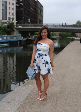 Carmellita Floral Off The Shoulder Skater Dress at the London Canals