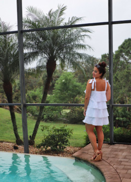 Ivory WAYF Madelyn Tiered Mini Dress