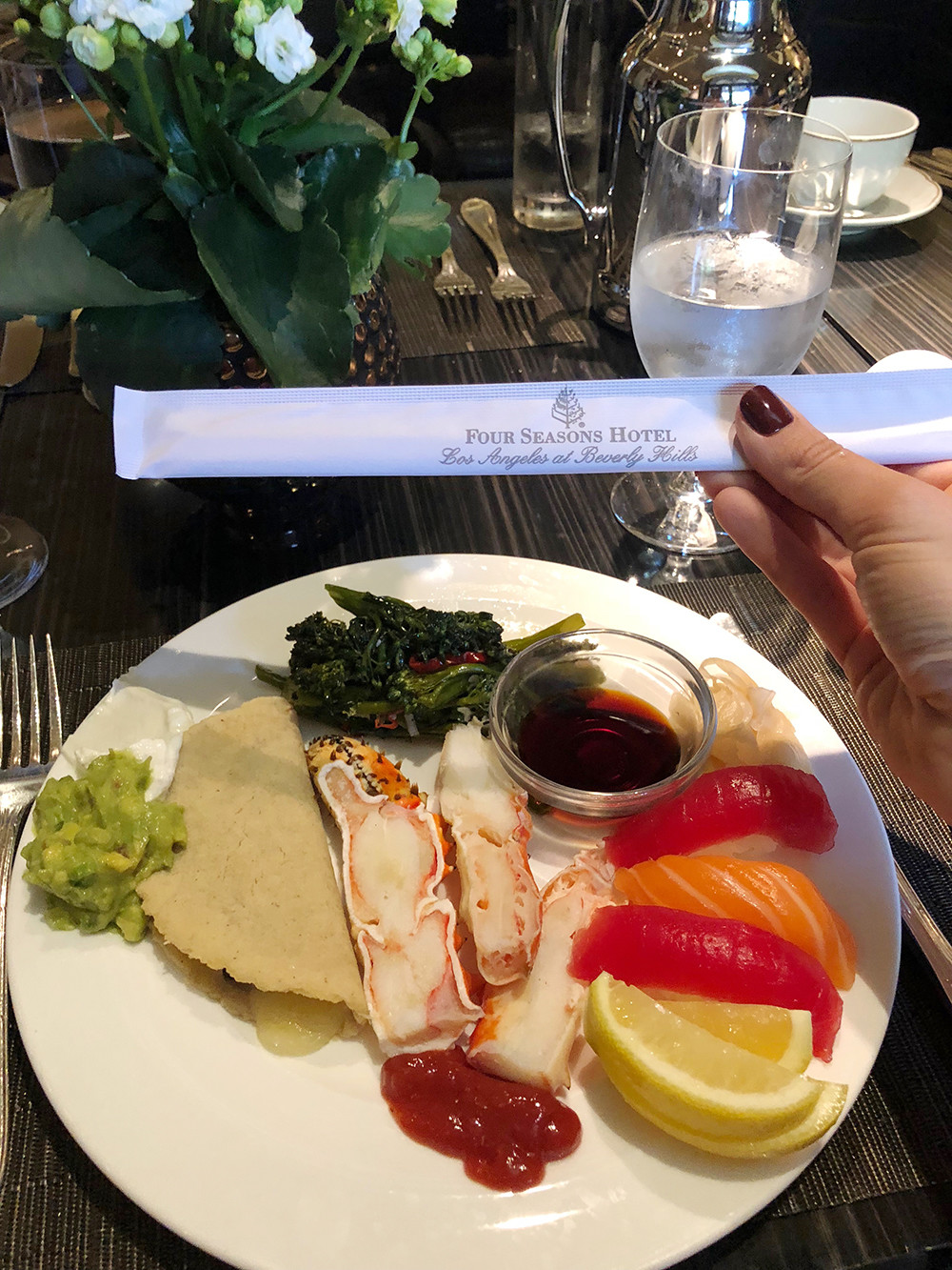 Sushi and Crab Claws at Four Seasons Beverly Hills Brunch