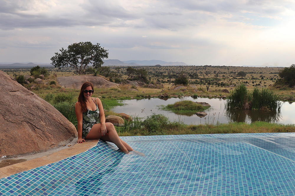 Kelly in the Infinity Pool at the Four Seasons Serengeti