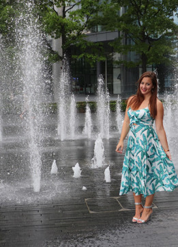 Green ASOS knot front pleated midi dress
