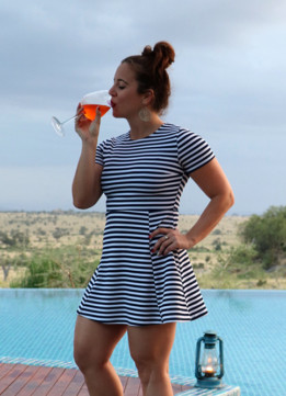 Aperol Spritz and Striped Skater Dress