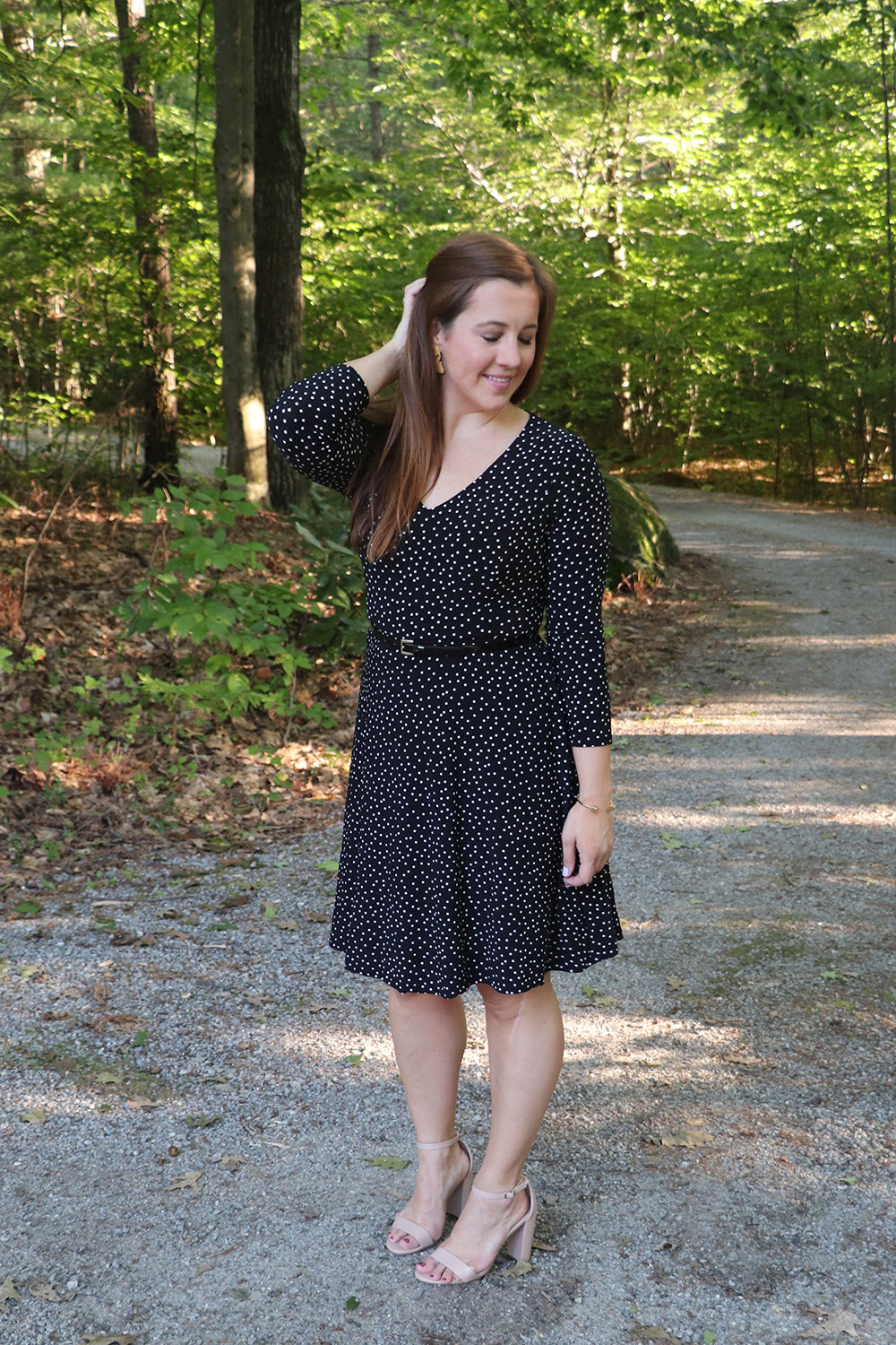 Fashion Blogger Pose - Fall Polka Dots in Tommy Hilfiger