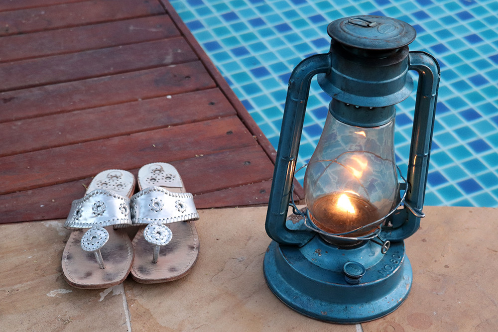 Jack Rogers Whipstitched Flip Flop in Gold and Latern