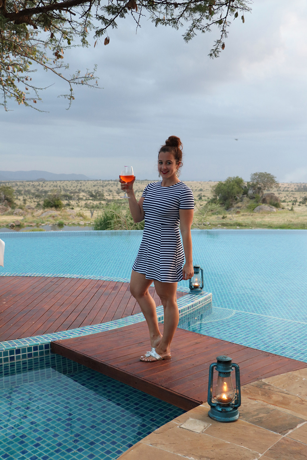 Striped Skater Dress and Aperol