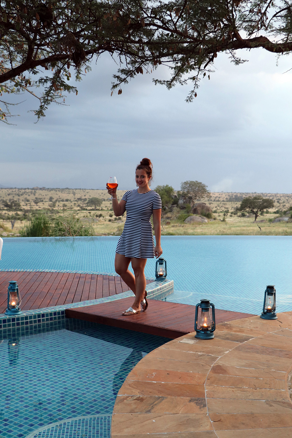 Striped Skater Dress at the Four Seasons Safari Lodge Serengeti