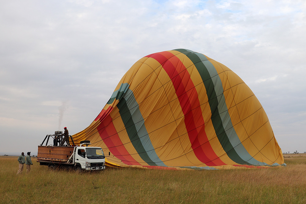 Masai Mara Hot Air Balloon Ride - Deflating the Balloon