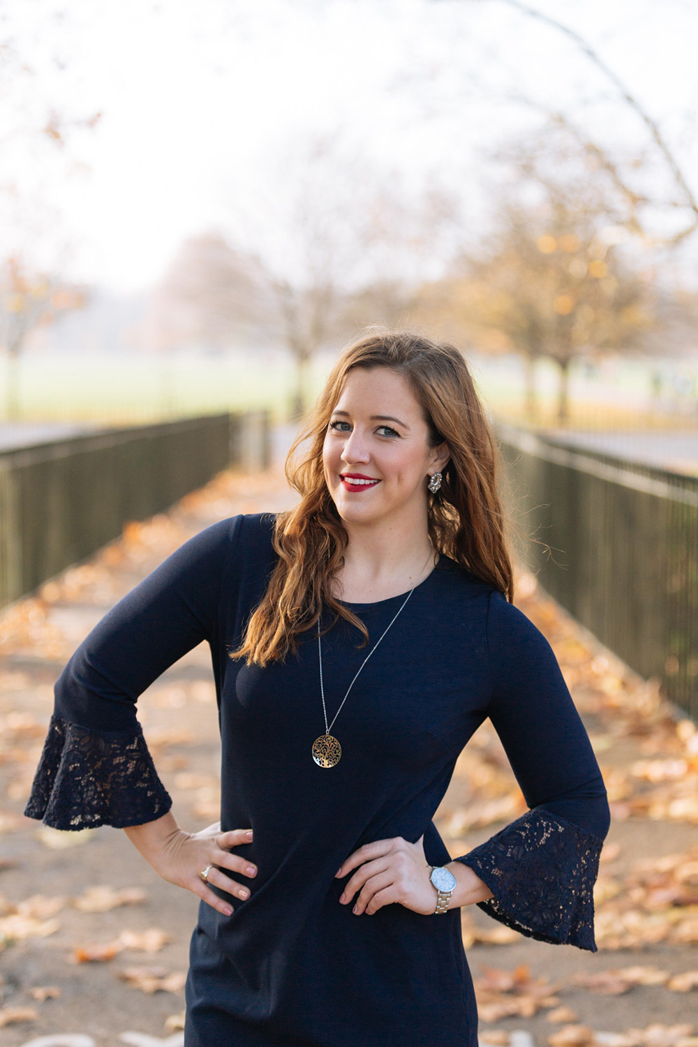 London Blogger Navy Dress in Hyde Park 03