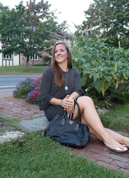 Monochrome Shift Dress with Prada Vitello Daino Shopper