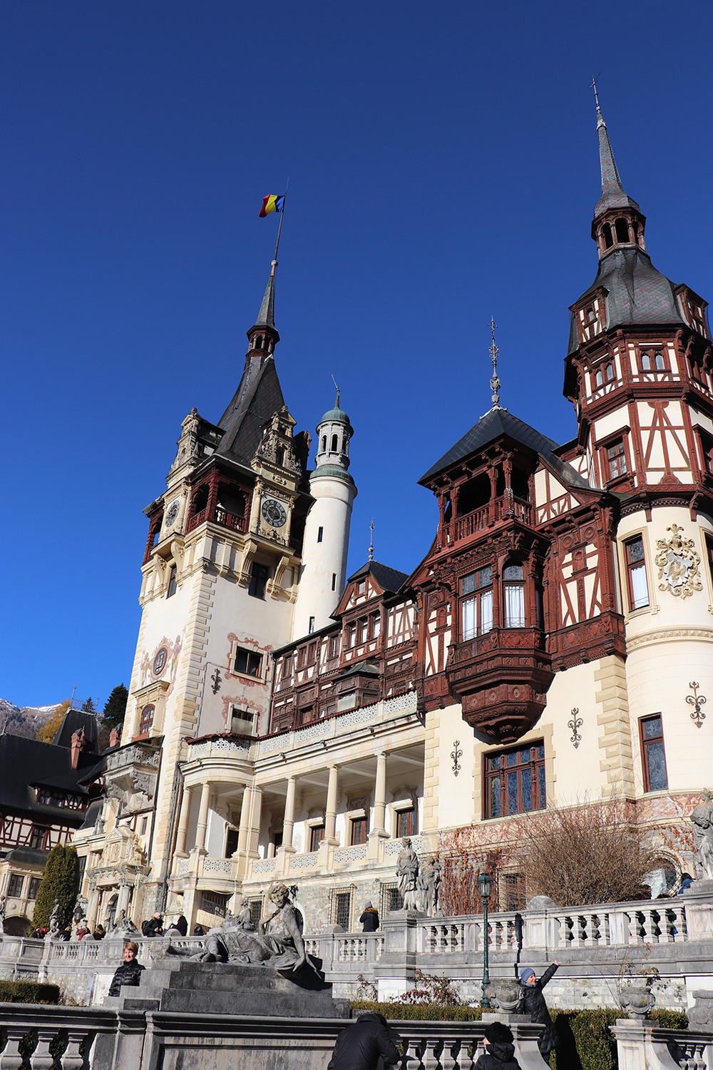 Exterior of Peles Castle in Romania