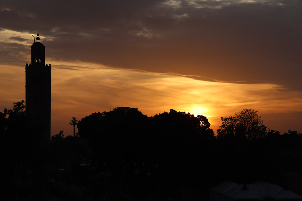 Sunset in the Marrakesh Medina Over the Koutoubia Mosque