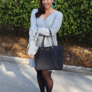 Cozy in a Grey Sweater Dress