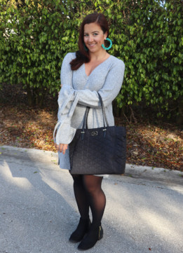 Cozy in a Grey Sweater Dress