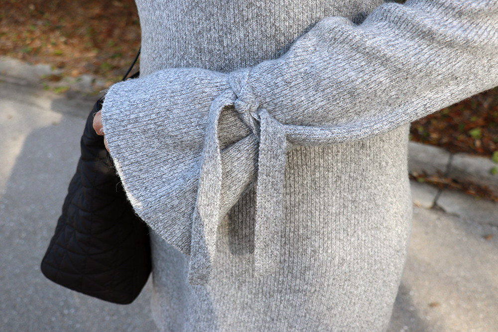 Tie Bow with Grey Sweater Dress