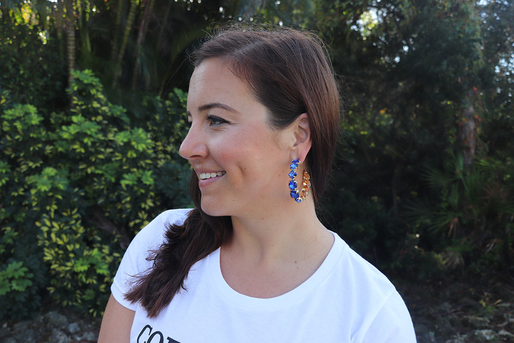 BaubleBar Inside Out Hoop Earrings in Blue and Orange