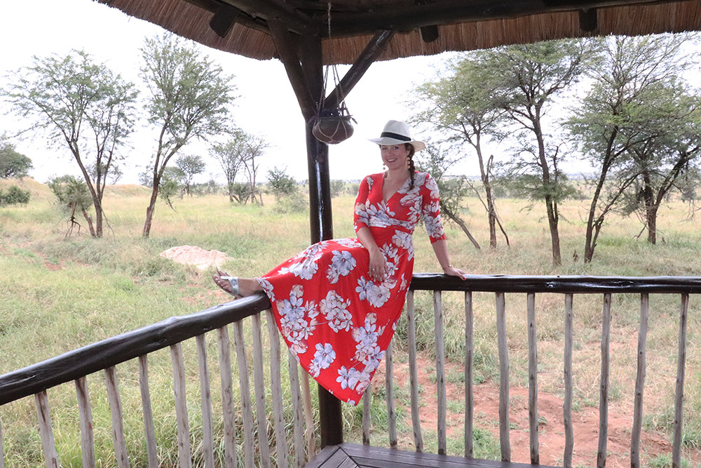 White Safari Hat and Maxi Dress