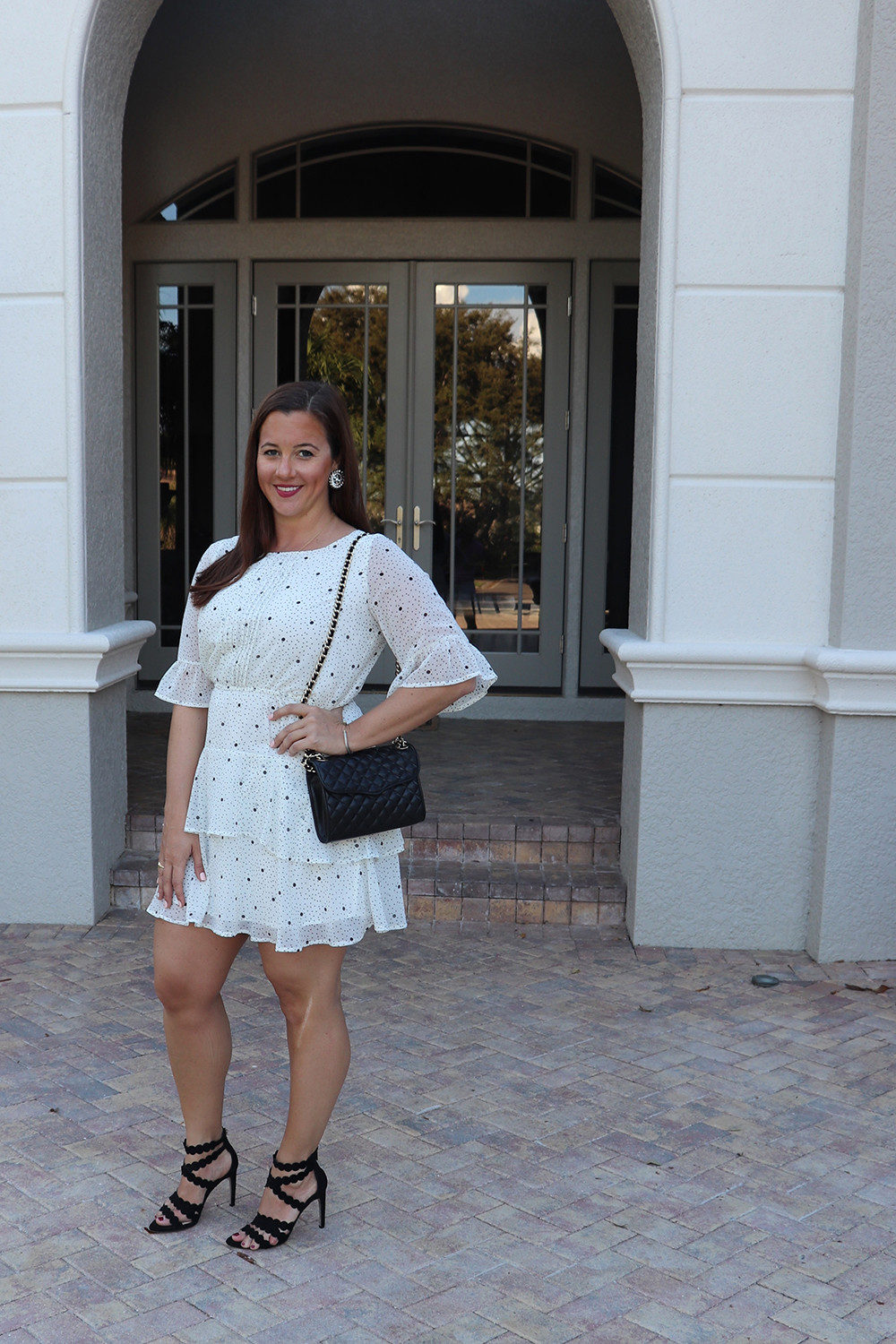 White and Black Dots On Dots Dress