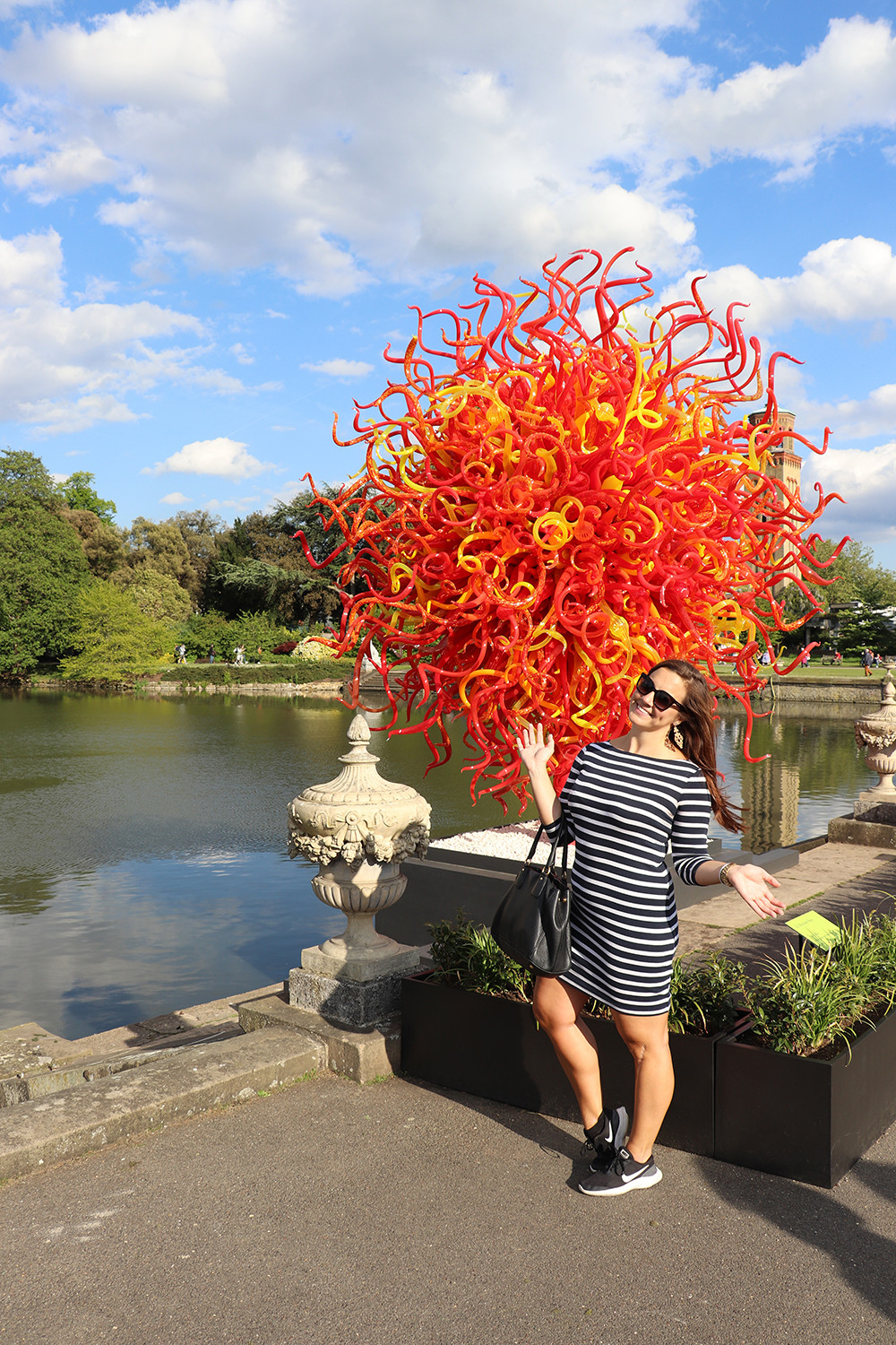 Kelly with Red Chihuly Glass at Kew Gardens