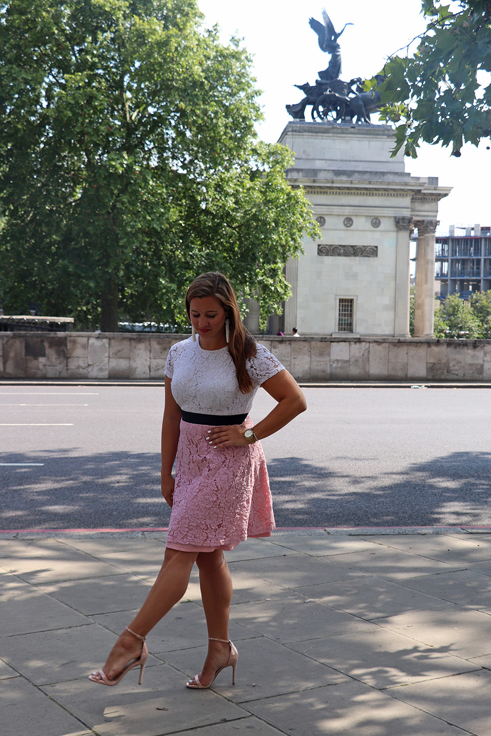 Fashion Blogger Color Block Lace Dress