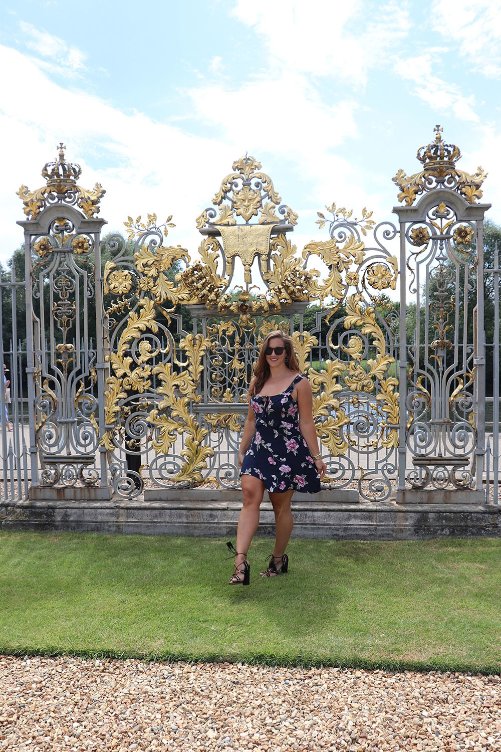 Florals at Hampton Court wearing Aquazzura Lace Up Heels