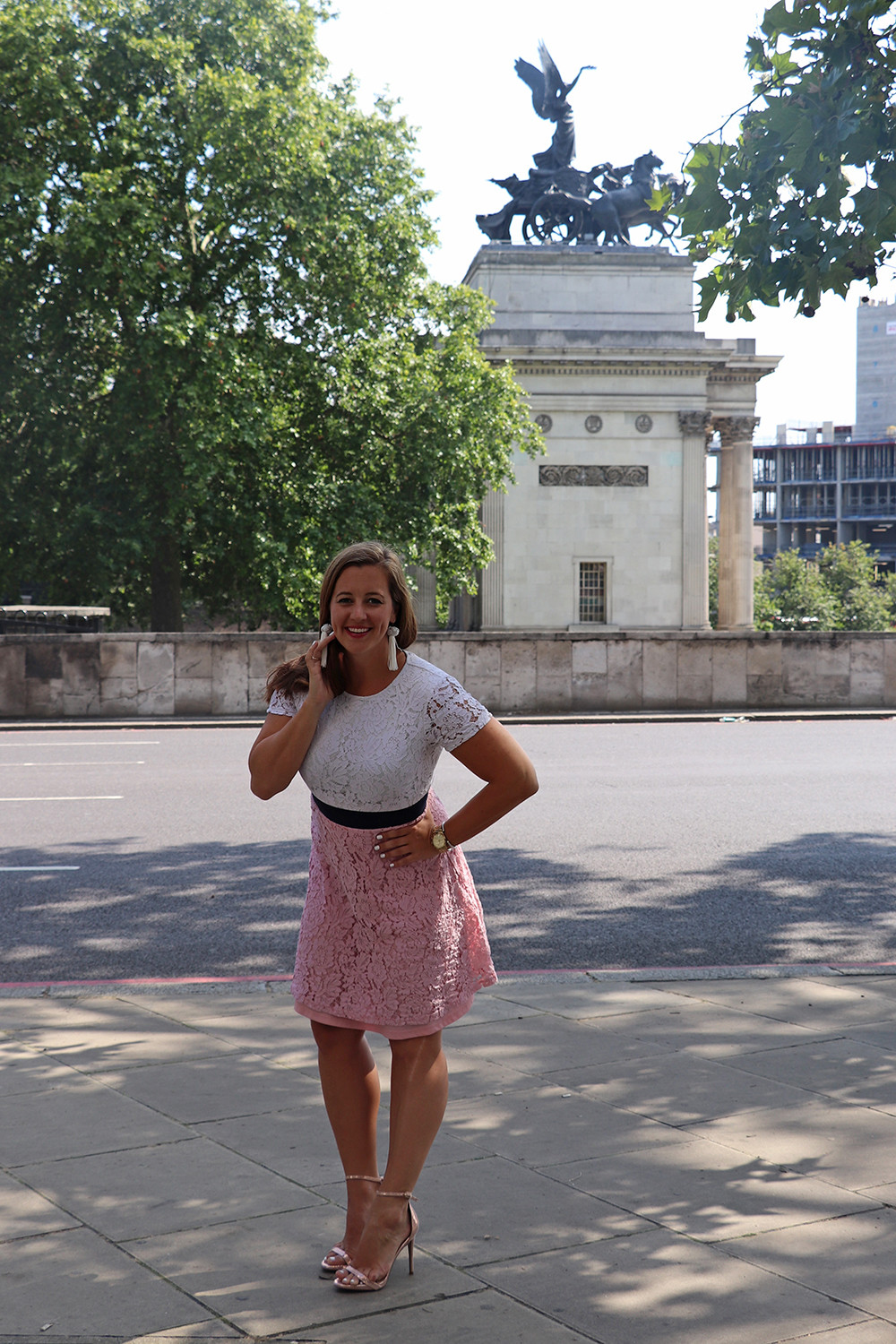 London Fashion Blogger Color Block Lace Dress