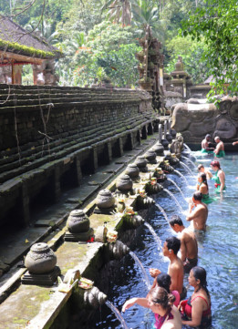 People Bathing at the Bali Tirta Empul Water Temple