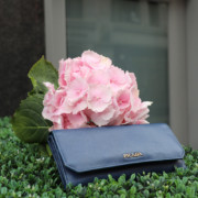 Prada Wallet - saffiano cut-corners wallet in cobalto saffiano