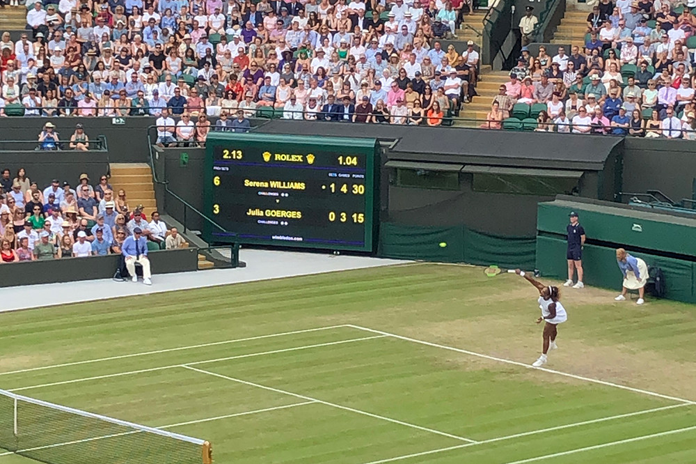 Serena Williams Serving at Wimbledon